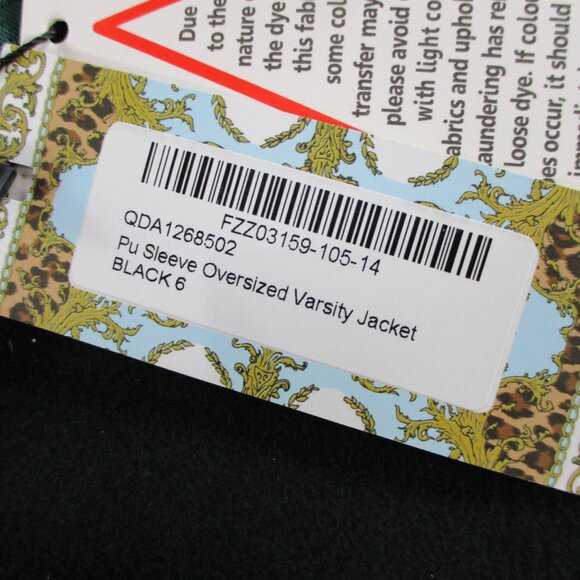 Boohoo PU Sleeve Oversized Varsity Jacket Womens US 2 UK 6 Black Green NWT NEW - Picture 8 of 9